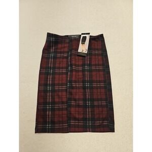 NWT Liverpool Knit Skirt Womens Size 0/25 P Pencil CHECKERED PATTERN New